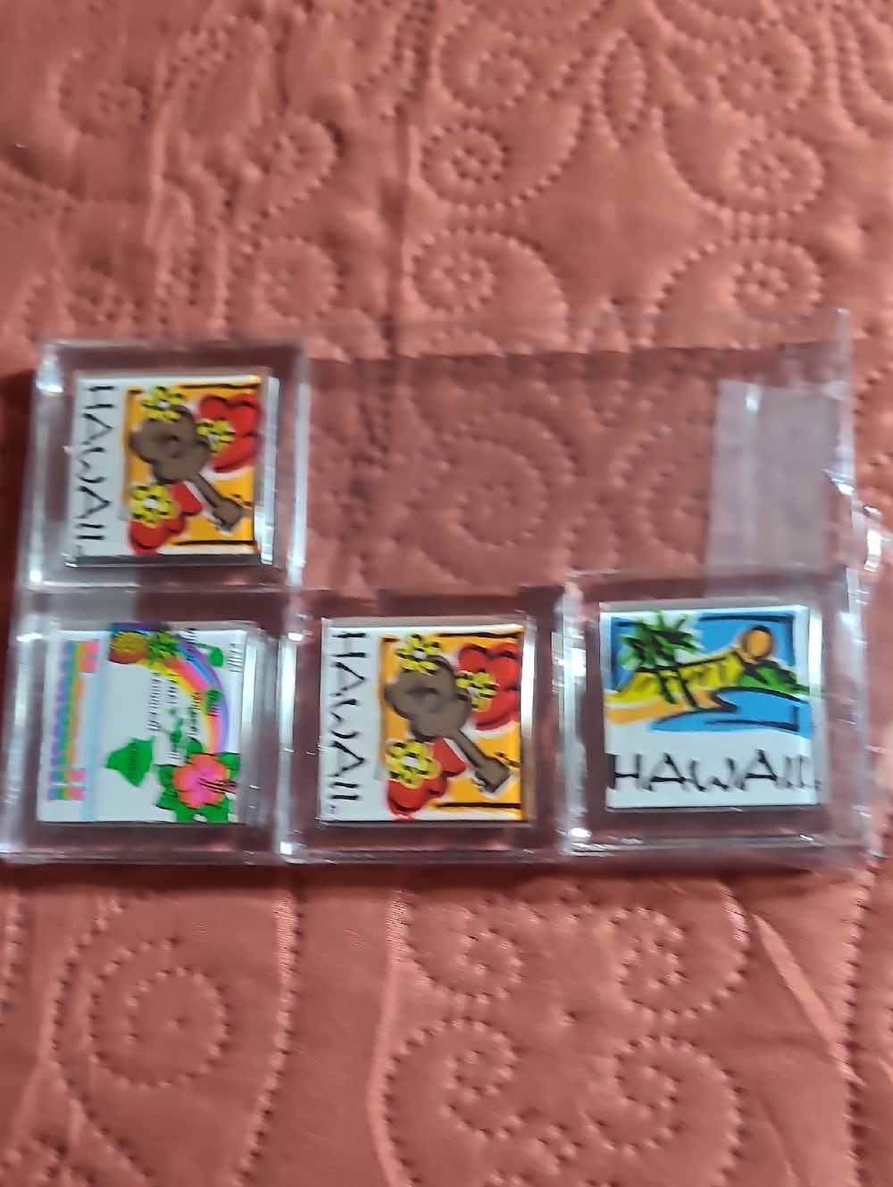 Orange and Multicolor Hawaii Magnet Set Of 4